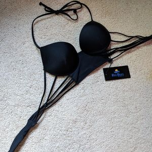 NWT Sexy Strappy Black Bikini Top